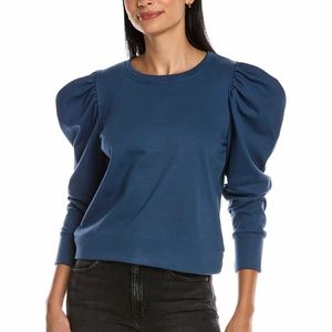 EUC {Lea & Viola · Anthro} Indigo Blue Long Poet Puff Sleeve Top + Shirt | Small
